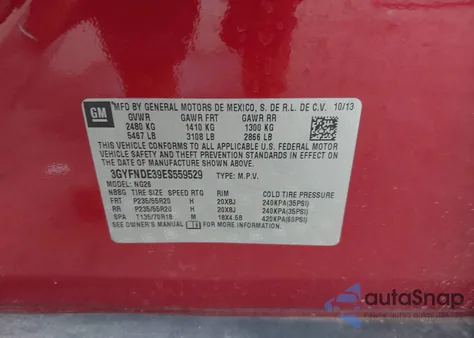 2014 Cadillac Srx Premium Collection из США, поврежденный, VIN 3GYFNDE39ES559529